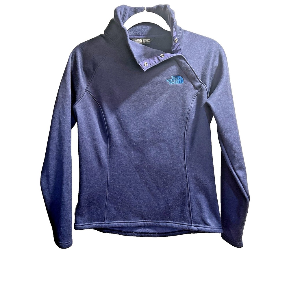 The North Face Women's Blue Snap Up Neck Fleece Pullover Medium 38” Chest